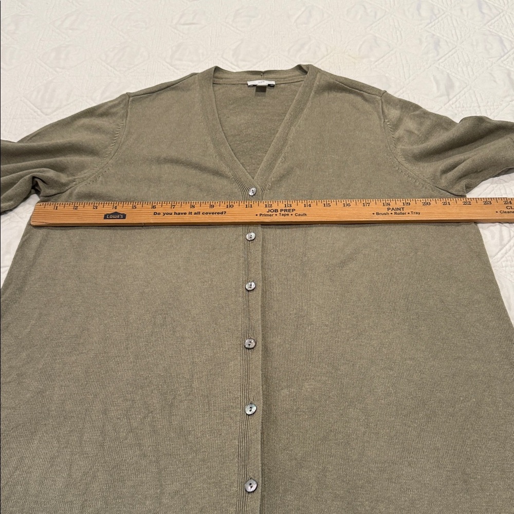 j jill Sage Green Linen Blend Button Down Dress Sz XL mother of pearl buttons - Picture 4 of 11